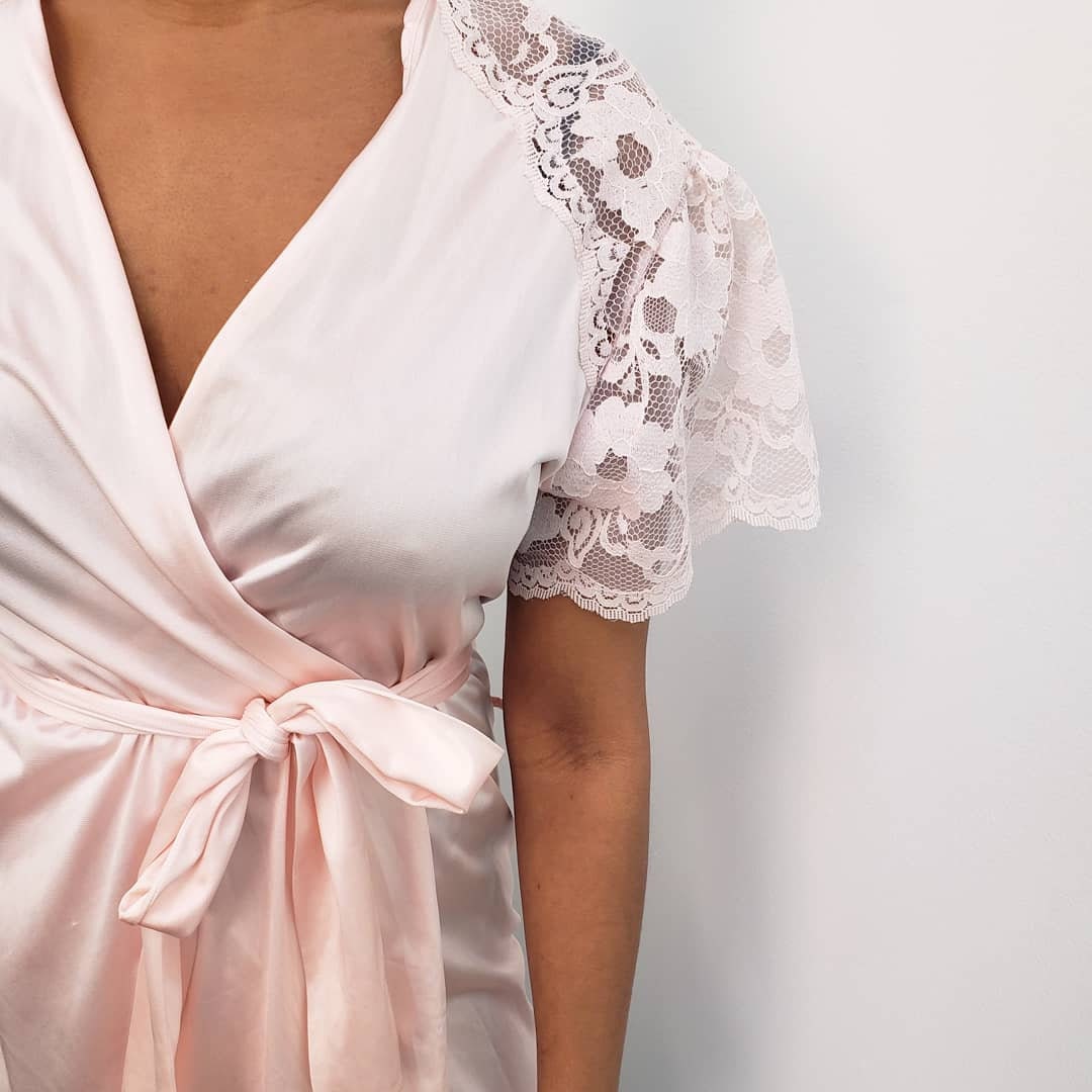 Baby Pink Pastel Lace Wrap Silky Draped Lingerie Dress Teddy Etsy UK