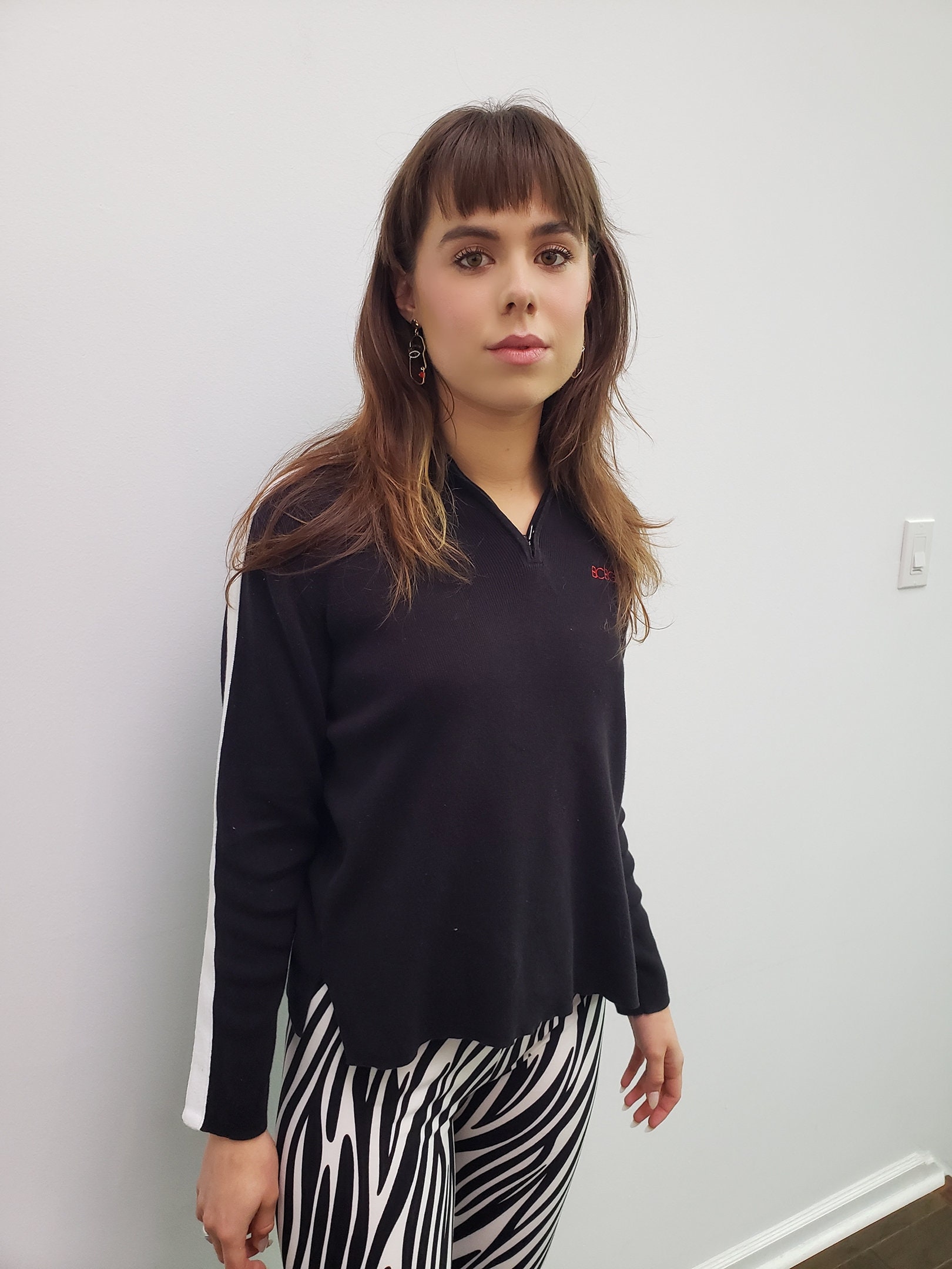 Vintage Y2k Black White Striped BCBG Knit Sweater Quarter-zip - Etsy