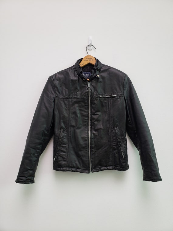 black 80s vintage leather cafe racer motorcycle bi