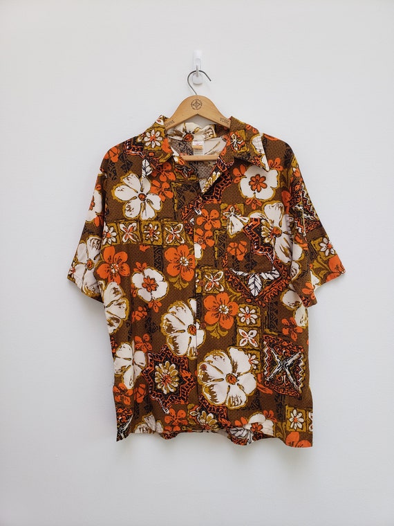 1970s jantzen men's hawaiian shirt rare