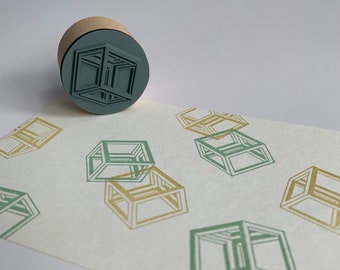 Platonic Solid Stamp. 3D cube. six faces. Earth element. Root Chakra. Platonic structure. Geometry Stamp