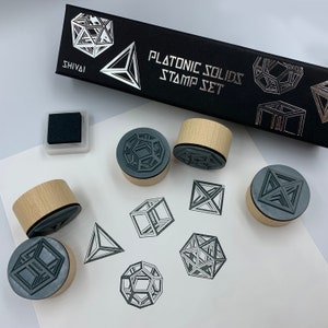 Zestaw znaczków Platonic Solids. Zestaw znaczków geometrycznych. Zestaw znaczków 5 elementów. Sacred Geometry