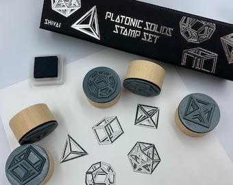 Platonic Solids-stempelset. Geometrische stempelset. Stempelset met 5 elementen. Heilige Geometrie