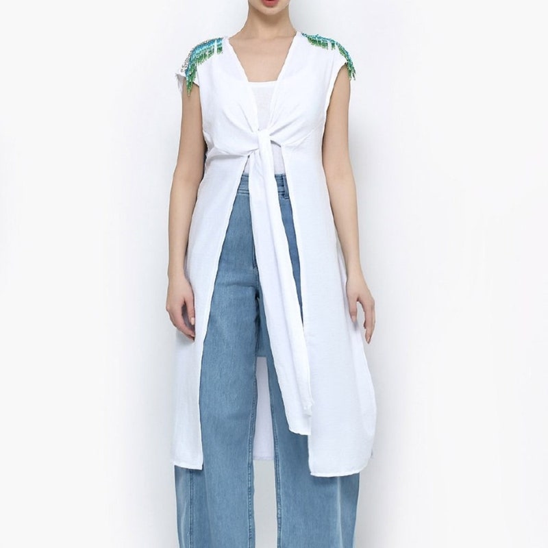 Holiday hand embroidered silk chiffon tunic main image 0