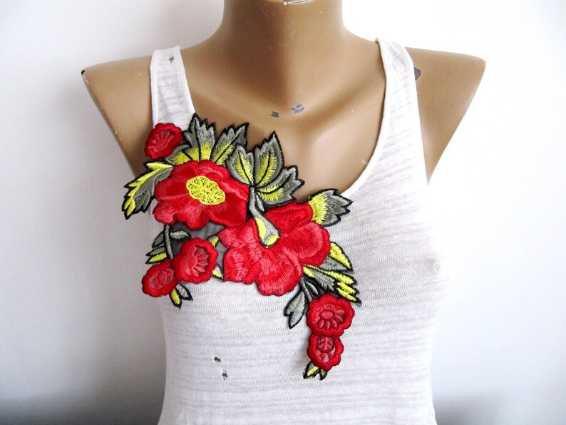 Yellow Seed Flower Patch Flower Applique Branch Floral Patch Sewing Patch Red Applique Sew On Patch Dress Embellishment