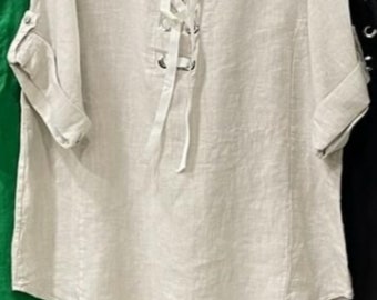 Linen Two Piece Set | Beige Lounge Set | Boho Linen Outfit | Summer Matching Set | Loose Fit Top | Wide Leg Pants | Resort Wear