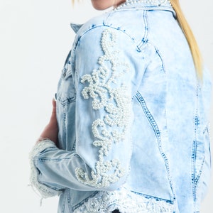 Hochzeit Jeans Jeansjacke,Gothic Style Jeansjacke,Luxus Jeansjacke,CustomDesing Denim,Braut Jeans,Handgefertigte Jacke Outwear,Bühne Custom