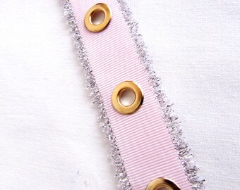 4 yards pastel or bubblegum baby pink cotton grommet silver metal eyelet twill trim tape 3/4” wide 4 yards pastel or bubblegum baby pink cotton grommet silver metal eyelet twill trim tape 3/4” wide