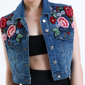 Boho Sleeveless Jean Vest,Women&#39;s  Vest Denim,Jean Jacket Small Size,Denim Jeans,Denim Vest Blue Summer Vest,Denim Top,Boho Chic Hippie Top