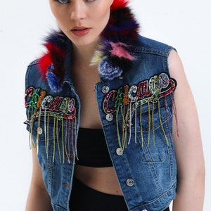 Blue Denim Vest,Woman,s Jean Vest,Luxory Women,s Denim Vest,Jean Top,Fashion Jean Outwear,Denim Jacket,Blue Jean Vest,Punkstyle VestDenim