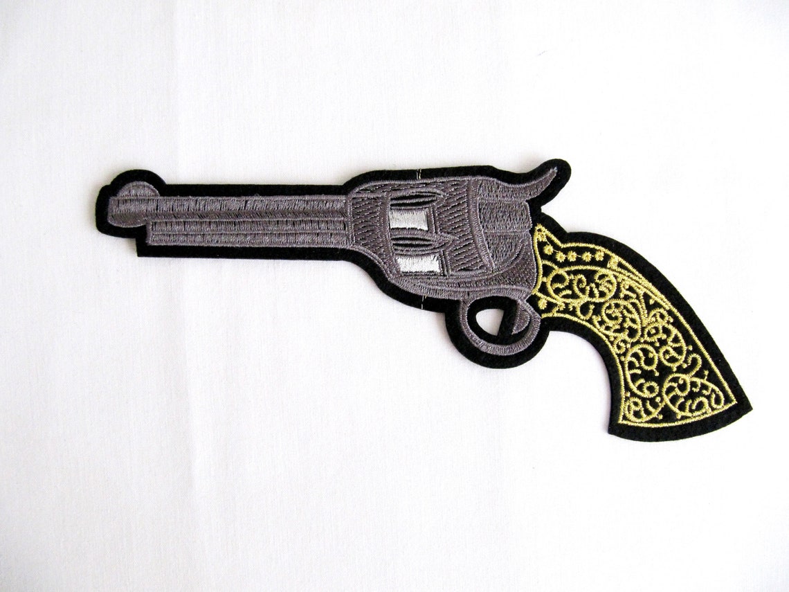Sora Iron on GUN Patch Embroidred Gun Applique Heat Transfer Etsy