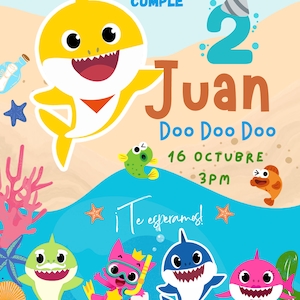 Invitación Digital B Shark, Birthday, Invitacion cumpleaños