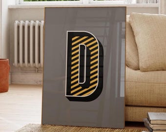 Custom Letter Print | Modern Bold Font | Personalised Alphabet Print | Initial Poster | Birthday Gift | Anniversary | Gift for Friend