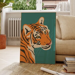 Tiger Poster Print | Orange | Green | Wildlife | Jungle | Boho | Gallery Wall | Living Room/Bedroom/Kitchen Wall Art | A5/A4/A3/A2/A1/A0