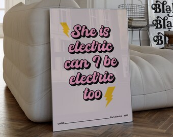 Oasis "She's Electric" Lyrics Print | Indie Music Poster