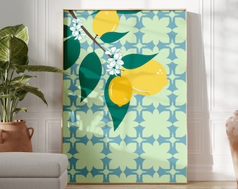 Lemon Green Tiled Poster Print | Fruit Market | Poster Print | Gallery Wall | Living Room/Bedroom/Kitchen Wall Art | A5/A4/A3/A2/A1/A0