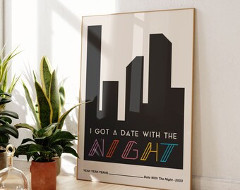 Stampa ispirata a &quot;Appuntamento non ufficiale con la notte&quot; / Testi di musica indie / Decorazione murale per soggiorno/camera da letto/cucina / A5/A4/A3/A2/A1