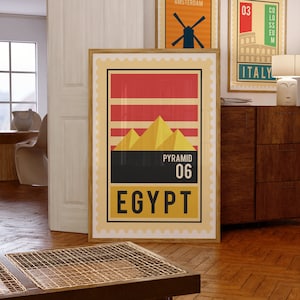 Ägypten |  Kairo | Pyramiden | Vintage Reise Poster | Reise Stempel Print Kollektion | Wohnzimmer/Schlafzimmer/Küchenwand | A5/A4/A3/A2/A1/A0