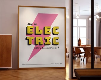 Unofficial She Is Electric Inspired Print | Gallagher | Indie Music Lyrics | Living Room/Bedroom/Kitchen Wall Art | A5/A4/A3/A2/A1/A0