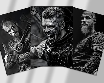 Set non ufficiale di 3 stampe / Vichinghi / Floki / Ivar / Ragnar / I Vichinghi / Odino / Arte murale per soggiorno/camera da letto/cucina / A5/A4/A3/A2/A1/A0
