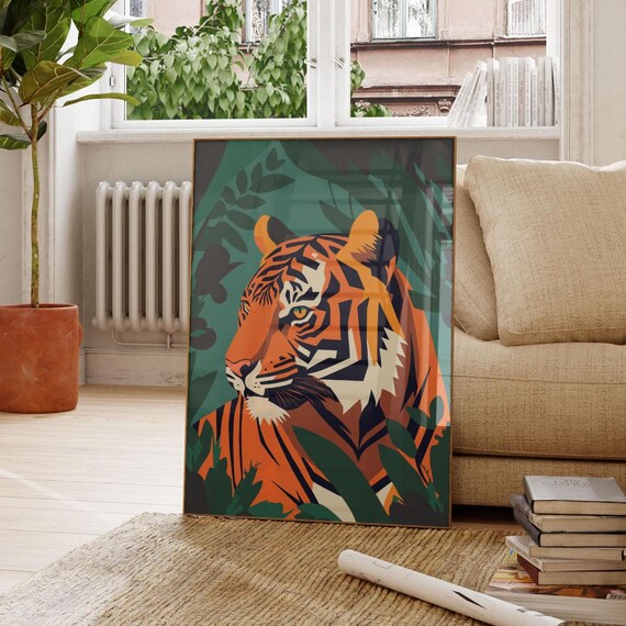 Tiger Poster Print | Orange | Green | Wildlife | Jungle | Boho