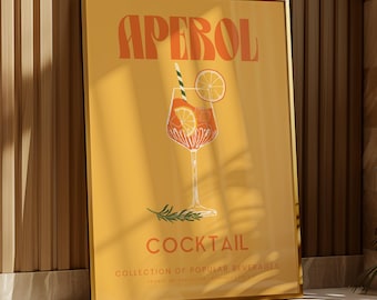 Aperol Spritz Cocktail Print | Sunset | Garden/Kitchen Bar | Man cave | Kitchen Disco | Vintage | Retro | Fun | Party | A5/A4/A3/A2/A1/A0