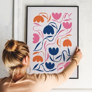 Abstract Flower Poster Print | Botanical Art | Abstract | Boho | Wall Art | Living Room/Bedroom/Kitchen Wall Art | A5/A4/A3/A2/A1/A0