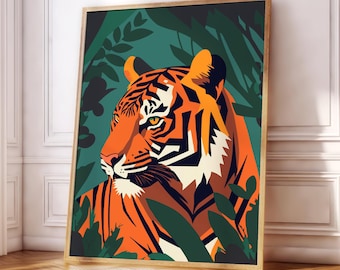 Tiger Maximalist Print, Modern Boho, Eclectic Home Decor