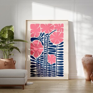 Matisse Flower Poster Print | Botanical | Plant | Monochrome | Pop Art | Wall Art | Living Room/Bedroom/Kitchen Wall Art | A5/A4/A3/A2/A1/A0