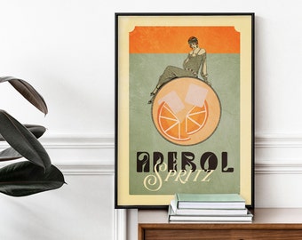 Aperol Spritz Cocktail Print | Alcohol | Garden/Kitchen Bar | Man cave | Kitchen Disco | Vintage | Retro | Fun | Party | A5/A4/A3/A2/A1/A0