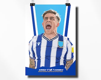 Unframed Sheffield Wednesday Print | Windass Print | Wembley Play-Off Final | Living Room/Man Cave/Kitchen | Fathers Day | A5/A4/A3/A2/A1/A0