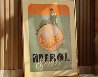 Aperol Spritz Cocktail Poster | Pop Culture Drink Print | Orange Bar Wall Art | Modern Kitchen Decor | Aperitivo Art
