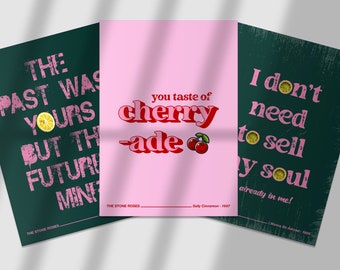 Set non ufficiale di 3 stampe / Stampe di testi di musica indie / Decorazioni murali per soggiorno/camera da letto/cucina / A5/A4/A3/A2/A1/A0