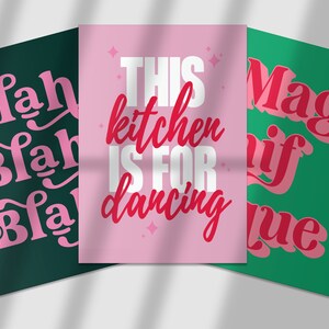 Set of 3 Prints | Funny Posters | Blah Blah Blah | Dancing | Magnifique | Living Room/Bedroom/Kitchen Wall Art | A5/A4/A3/A2/A1/A0