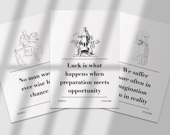 Set of 3 Prints | Seneca | Stoic | Stoicism | Philosophy | Resilience | Living Room/Bedroom/Kitchen Wall Art | A5/A4/A3/A2/A1/A0