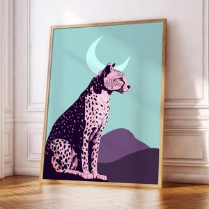Impressão de pôster de chita | Vida selvagem | Selva | Animal | Boho | Rosa | Parede de galeria | Arte de parede para sala de estar/quarto/cozinha | A5/A4/A3/A2/A1/A0