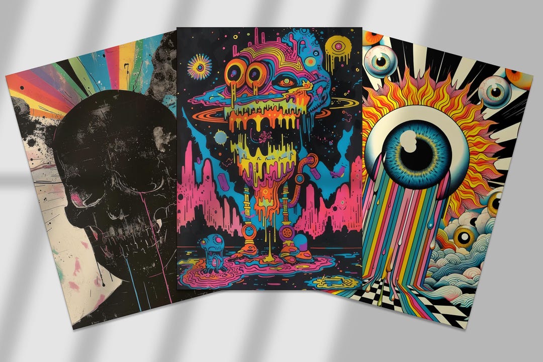 Set of 3 Prints | 90's Rave | Rave Music | Rave Flyer Art | Acid House ...