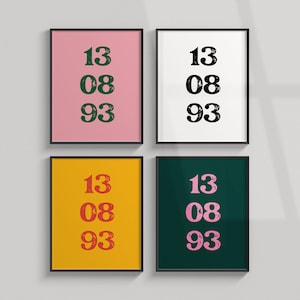 Impresión de números personalizados / Fecha personalizada / Impresión de año / Aniversario / Regalo de cumpleaños / Colores vintage / Fuente vintage / A5/A4/A3/A2/A1/A0