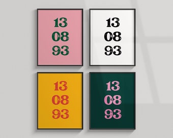 Custom Number Print | Personalised Date | Year Print | Anniversary | Birthday Gift | Vintage Colours | Vintage Font | A5/A4/A3/A2/A1/A0