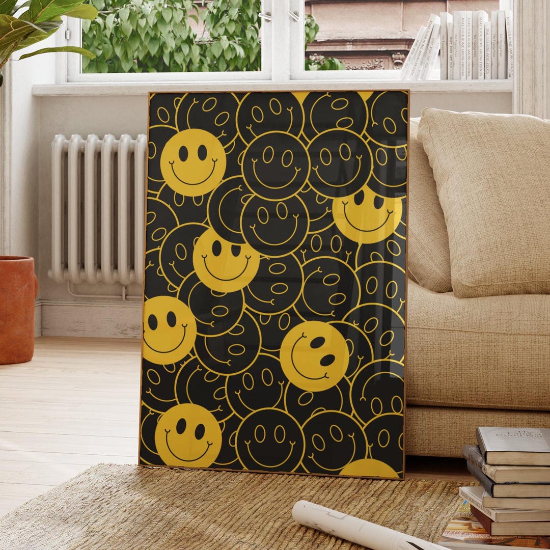 90's Rave Poster | Acid House Smile Print | 90's | Rave | House Music ...