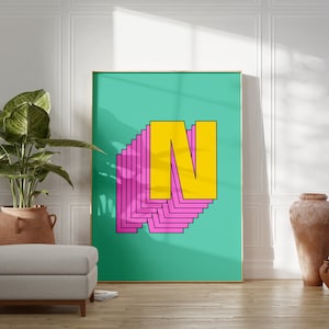 Impresión de letras personalizadas / Fuente moderna en negrita / Impresión del alfabeto personalizada / Póster con iniciales / Regalo de cumpleaños / Aniversario / Regalo para un amigo