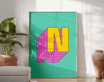 Custom Letter Print | Modern Bold Font | Personalised Alphabet Print | Initial Poster | Birthday Gift | Anniversary | Gift for Friend