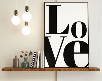 Minimalist Black LOVE Poster Print | Home Decor | Digital Prints | Gallery Wall | Living Room/Bedroom/Kitchen Wall Art | A5/A4/A3/A2/A1