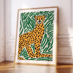 Leopard Poster Print | Abstract | Green | Wildlife | Jungle | Gallery Wall | Living Room/Bedroom/Kitchen Wall Art | A5/A4/A3/A2/A1/A0