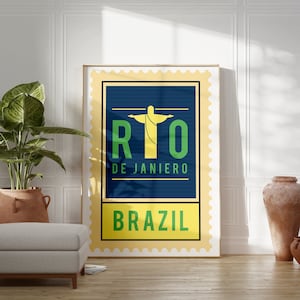 Brasilien | Rio | Christus | Vintage Reise Poster | Reise Stempel Print Kollektion | Wohnzimmer/Schlafzimmer/Küche Wall Art | A5/A4/A3/A2/A1/A0