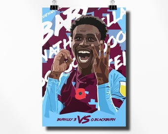 Unofficial Unframed Nathan Tella Inspired Print | Burnley | Turf Moor | Living Room/Man Cave/Bedroom/Kitchen Wall Art |A5/A4/A3/A2/A1/A0