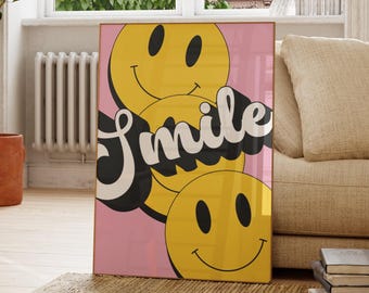 Acid House 90's Rave Inspired Poster | Smiley Face | Positive | 90's Rave Flyers | Living Room/Bedroom/Kitchen Wall Art | A5/A4/A3/A2/A1/A0