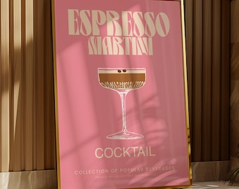 Impresión de cóctel Espresso Martini / Vodka / Bar de jardín/cocina / Cueva del hombre / Discoteca de cocina / Vintage / Retro / Fiesta / A5/A4/A3/A2/A1/A0
