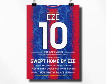 Unofficial Unframed Crystal Palace Poster | Eberechi Eze Goal Print | Wembley | Living Room/Man Cave/Bedroom/Kitchen | A5/A4/A3/A2/A1/A0