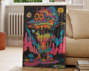 Trippy 90's Rave Inspired Poster | Ecstasy | Mushrooms | Rave | 90's Rave Flyers | Living Room/Bedroom/Kitchen Wall Art | A5/A4/A3/A2/A1/A0